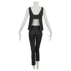 Vintage Black Lace Sleeveless Open Back Tunic and Cigarette Pant Ensemble – XXS, 1960s