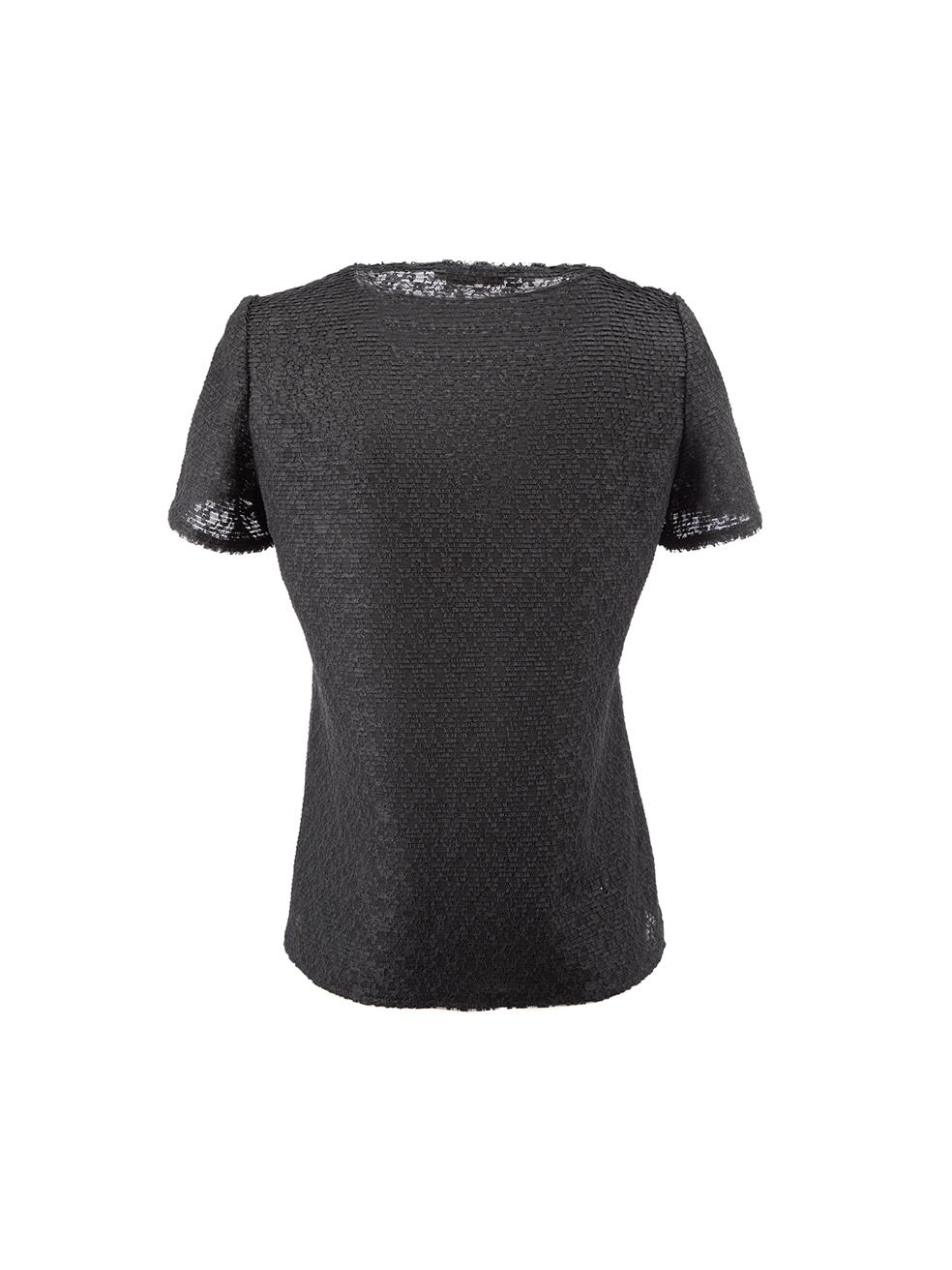 Black Lace Square Neck T-Shirt Size L In Good Condition For Sale In London, GB