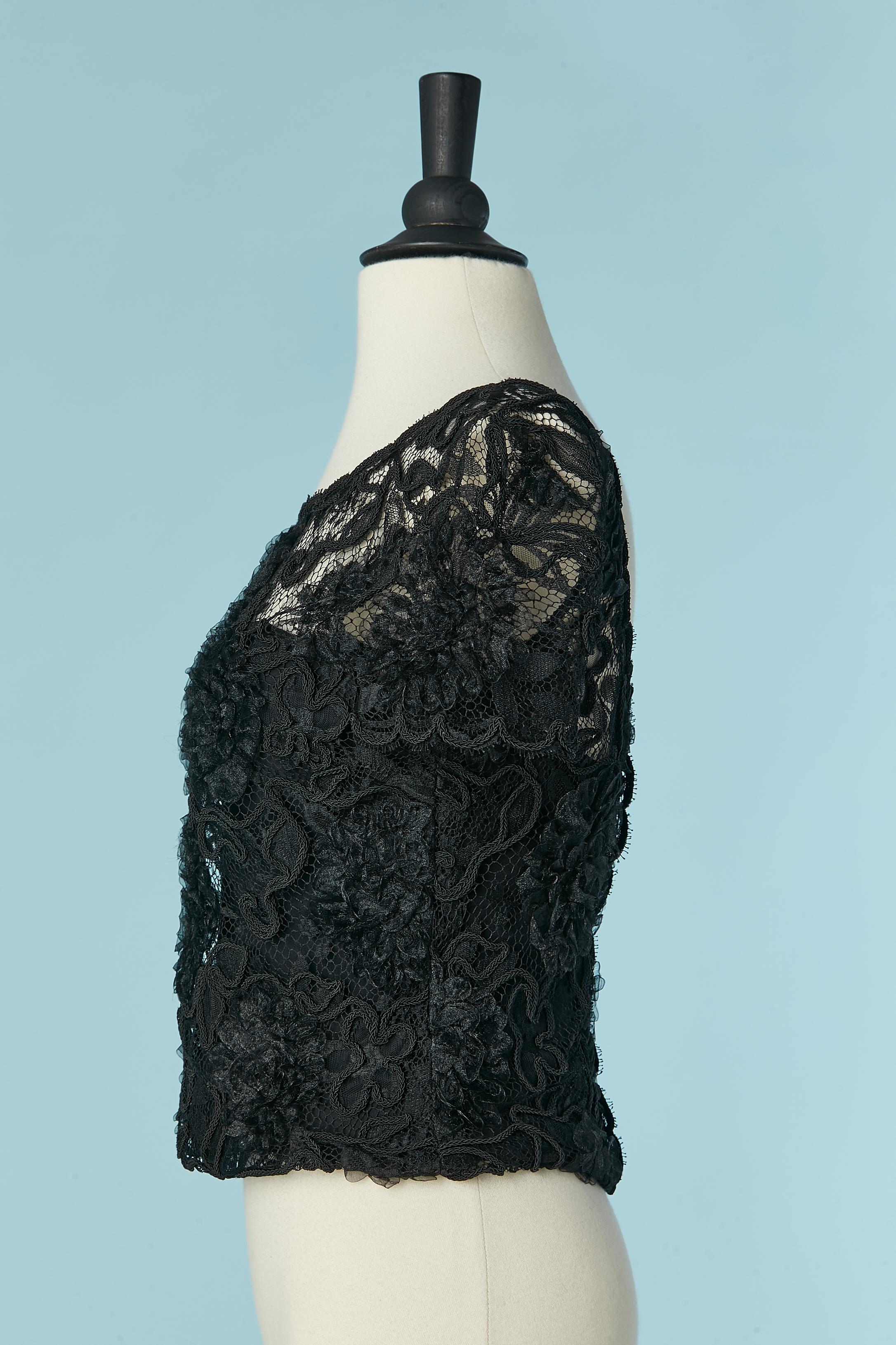 Black lace top with silk boned bustier Chanel Boutique For Sale 1