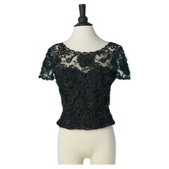 Black lace top with silk boned bustier Chanel Boutique