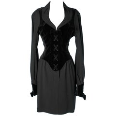 Black laced dress with press studs Thierry Mugler