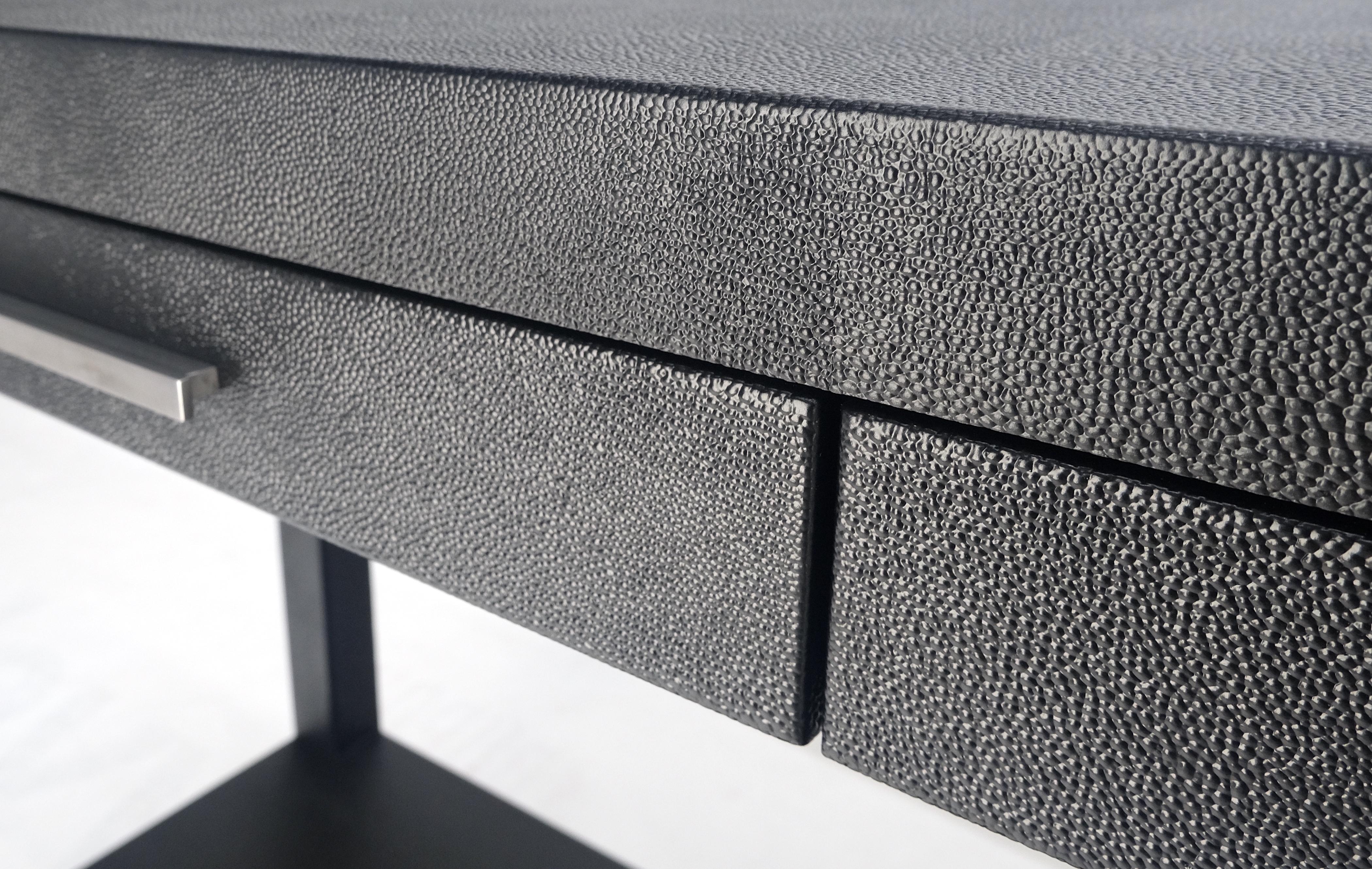 Black Lacquer 3 Drawers Shagreen Skin 6' Long Console Sofa Table MINT! For Sale 8
