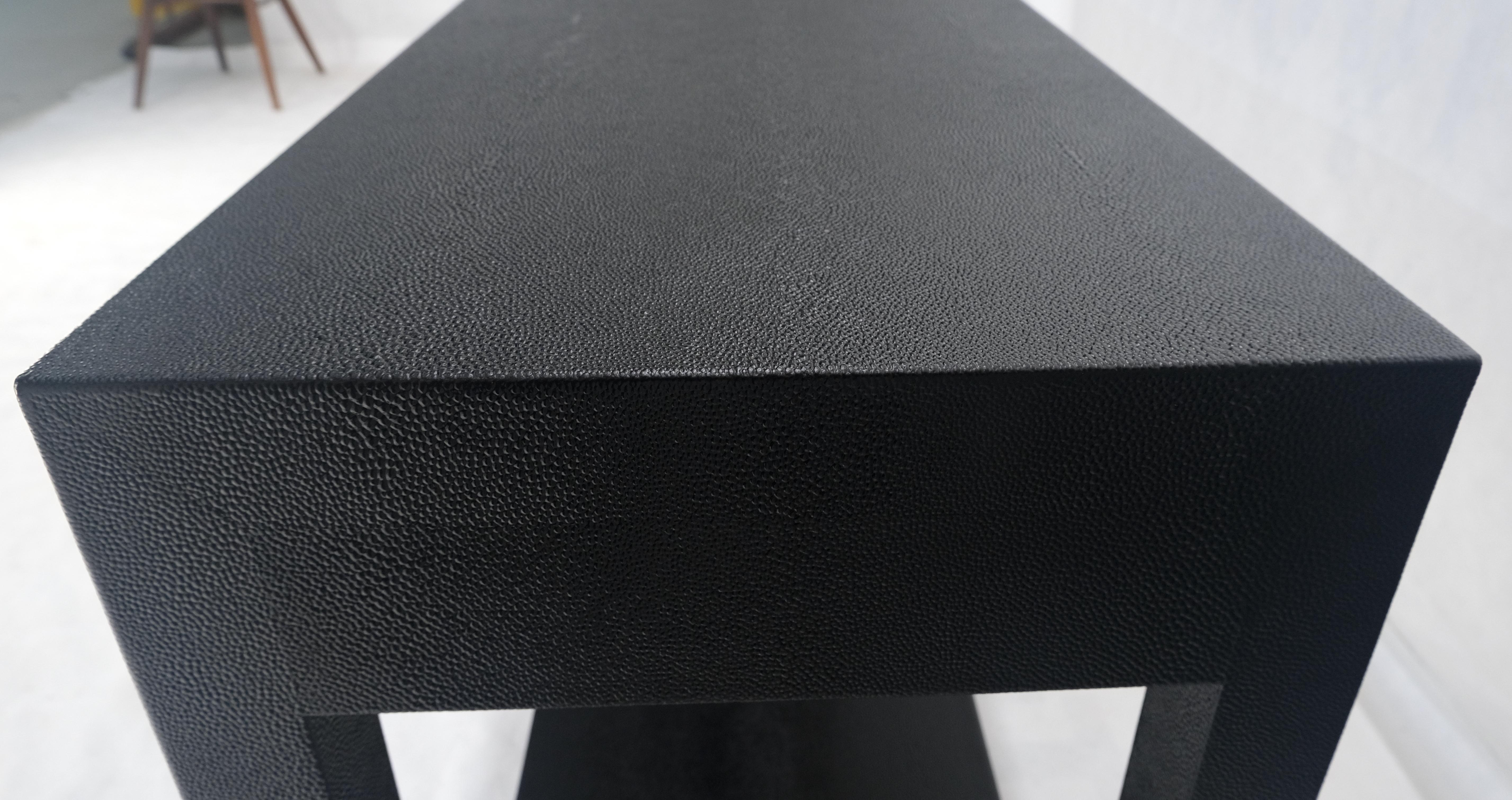 Black Lacquer 3 Drawers Shagreen Skin 6' Long Console Sofa Table MINT! For Sale 10