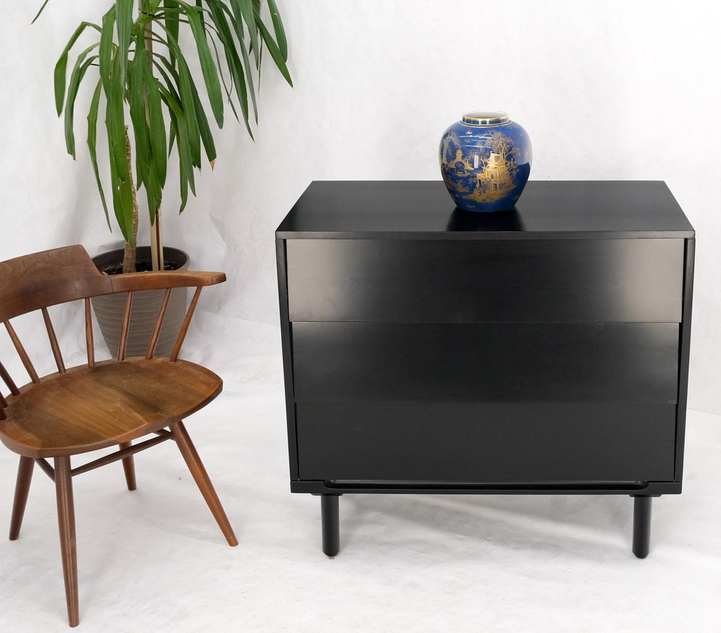 Mid-Century Modern Black Lacquer 3 Louver Drawers Dresser on a 