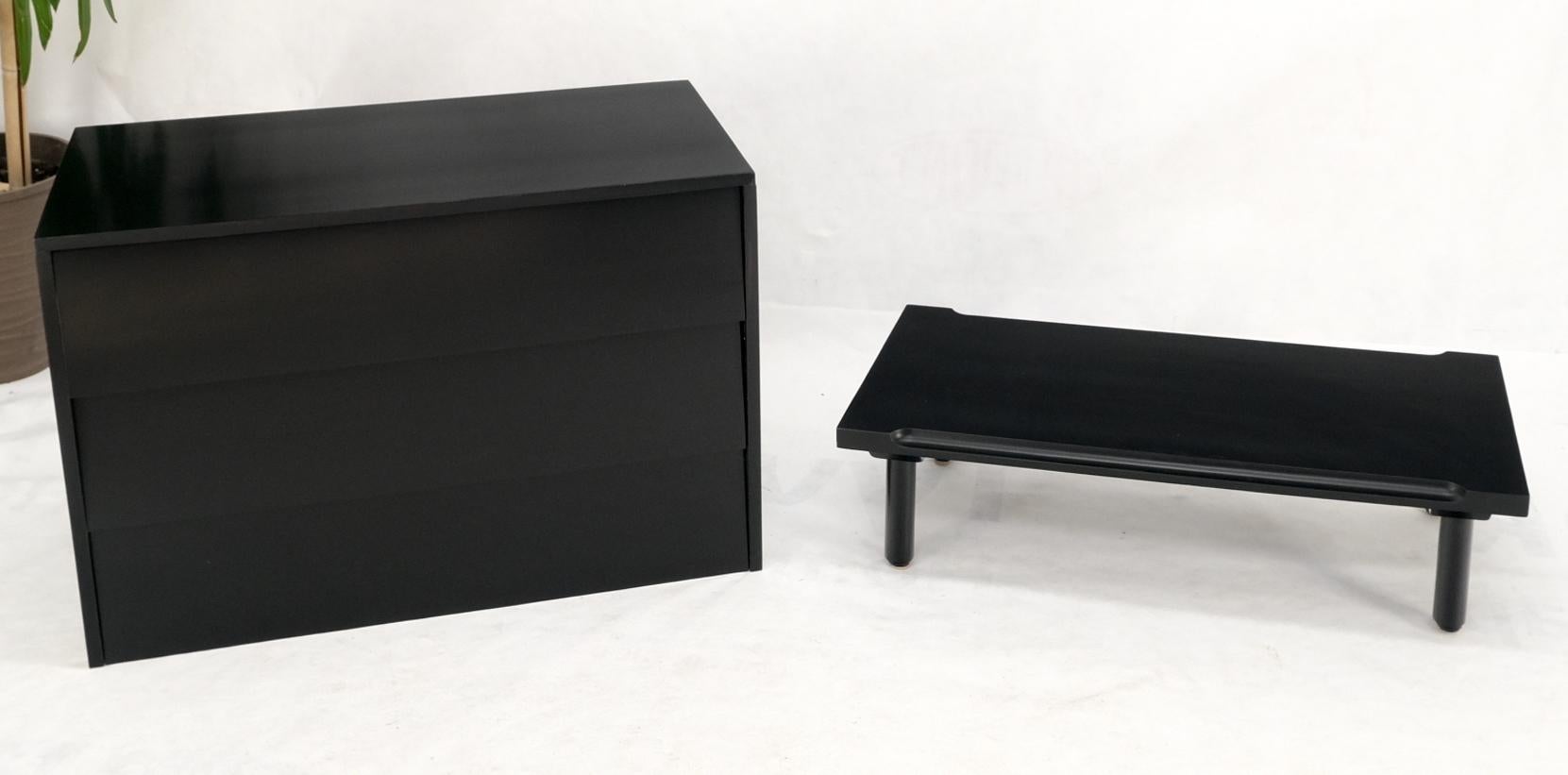American Black Lacquer 3 Louver Drawers Dresser on a 