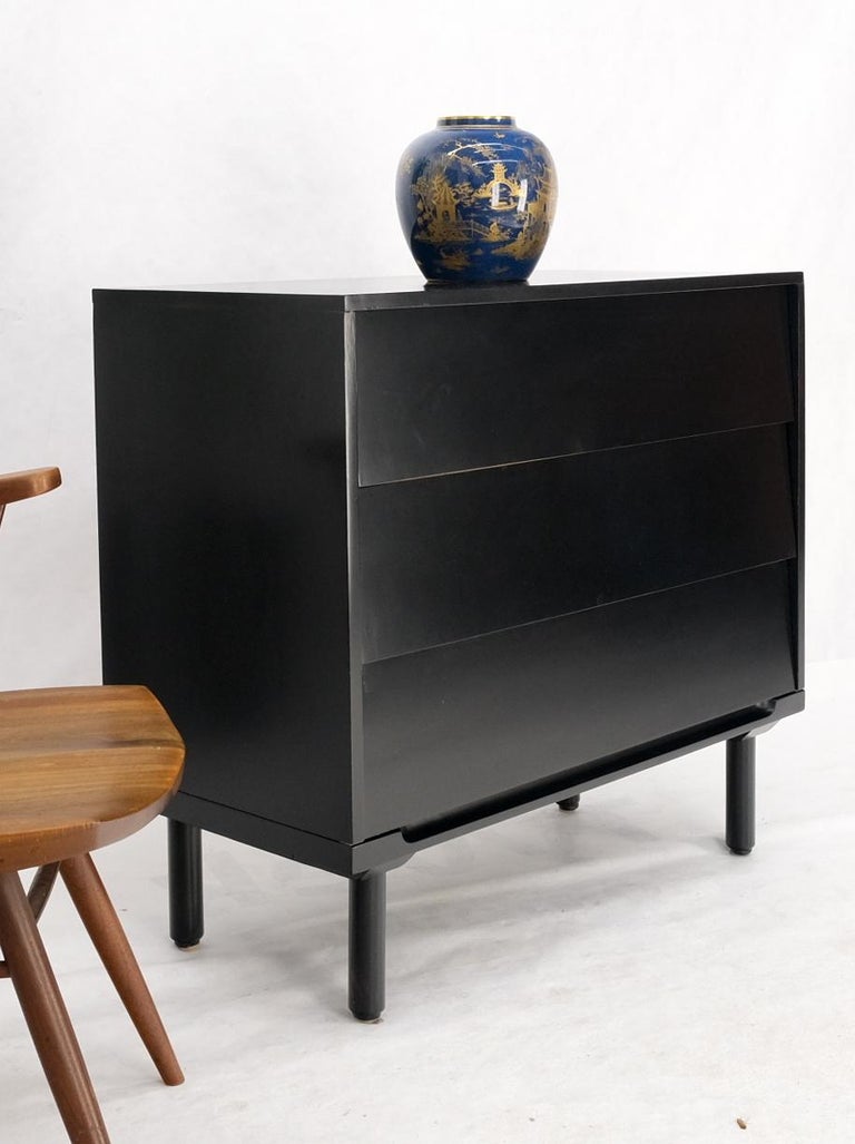 Black Lacquer 3 Louver Drawers Dresser on a "Base" 2 Pieces