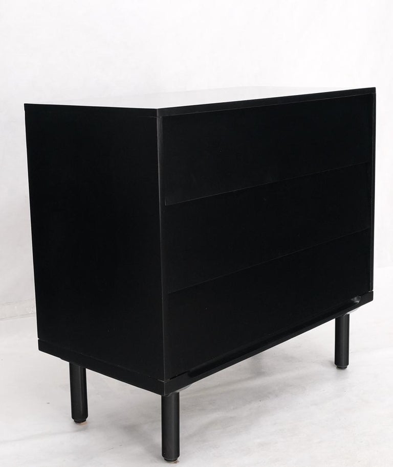 Black Lacquer 3 Louver Drawers Dresser on a "Base" 2 Pieces