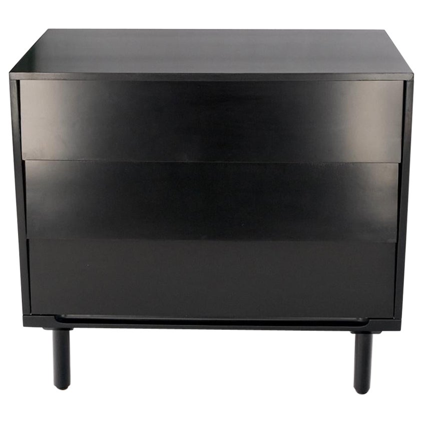 Lacca nera 3 cassetti a ribalta su una "base" 2 pezzi Mobile Credenza