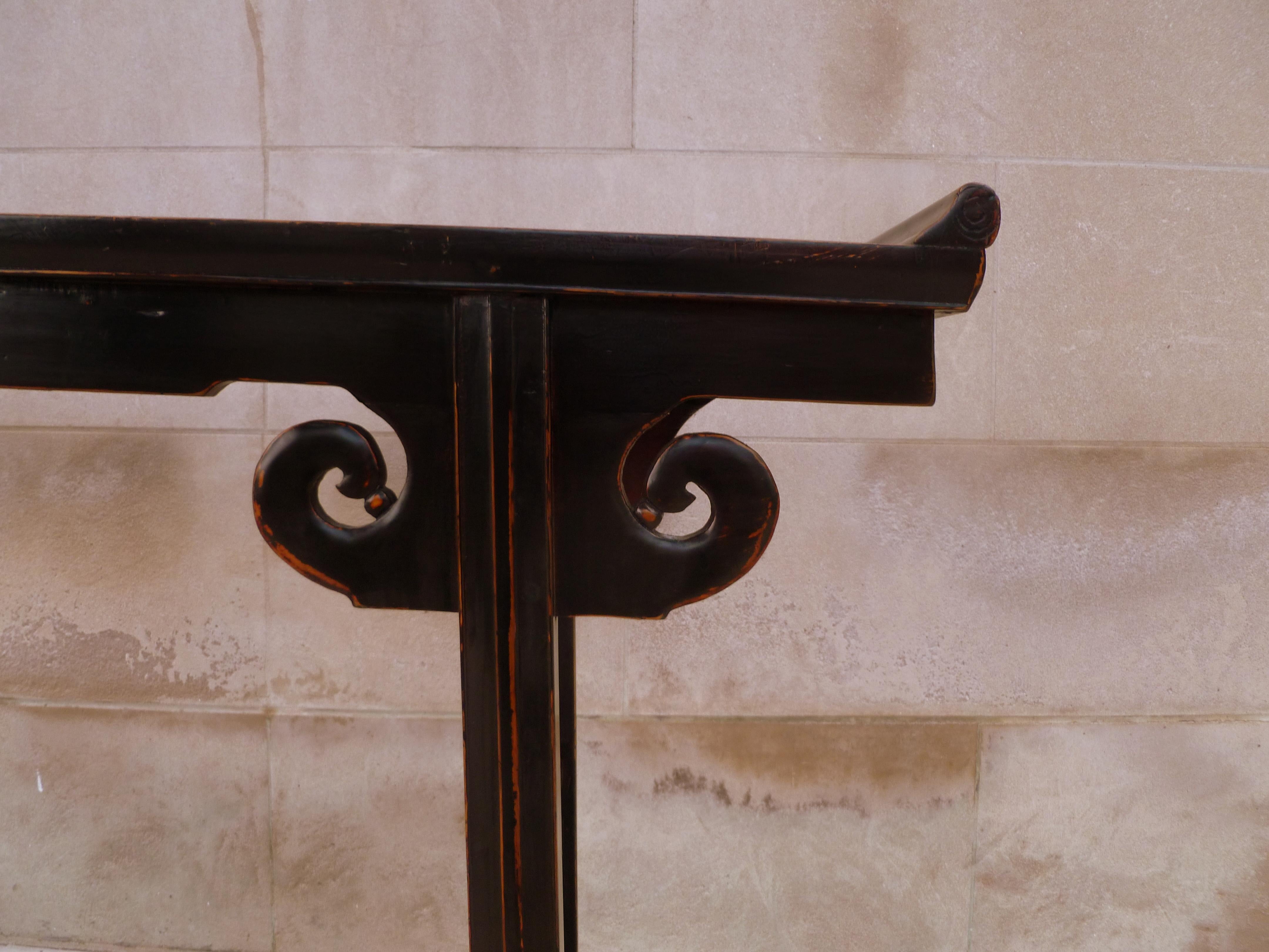 Black Lacquer Altar Table / Console Table For Sale 2