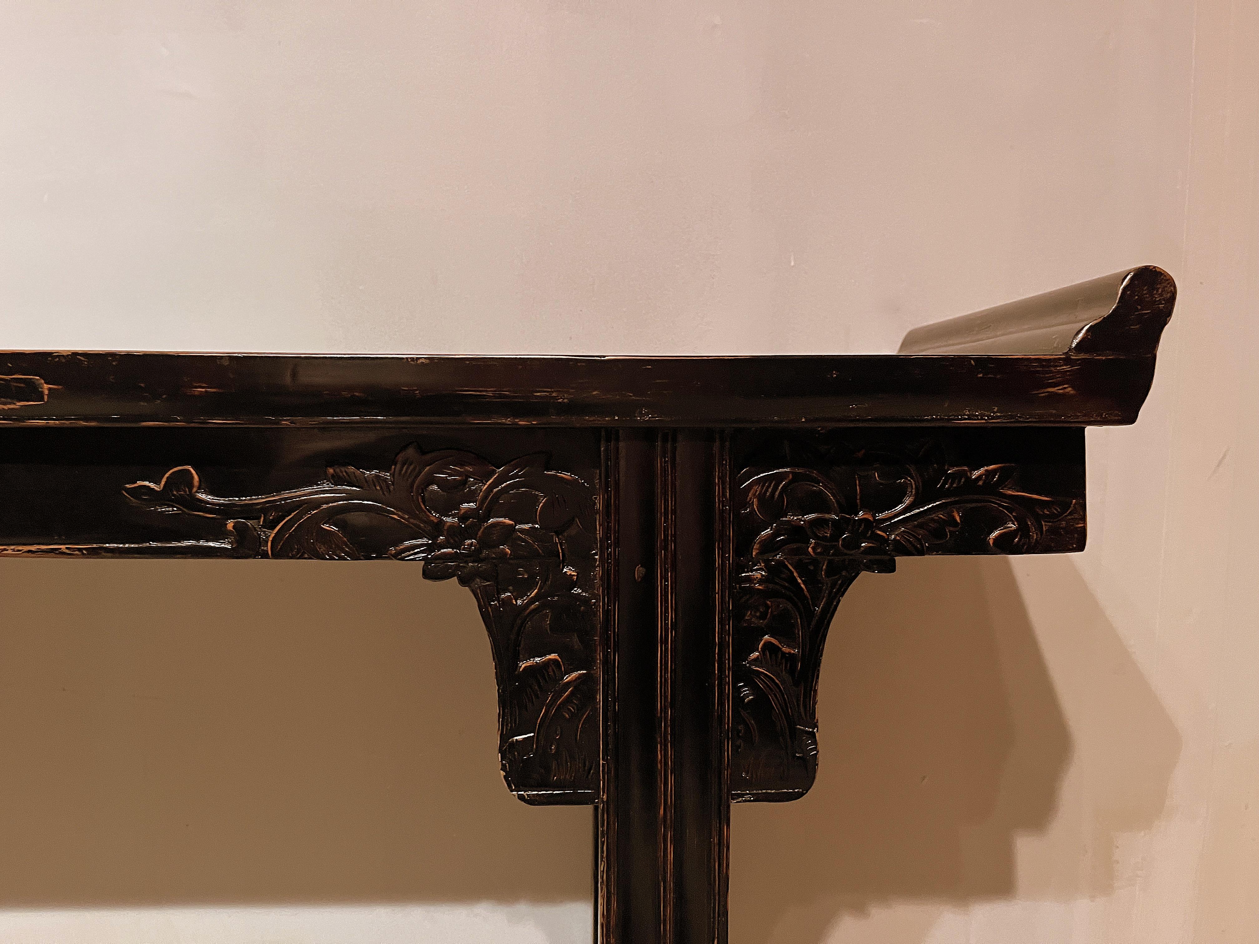 Black Lacquer Altar Table / Console Table For Sale 5