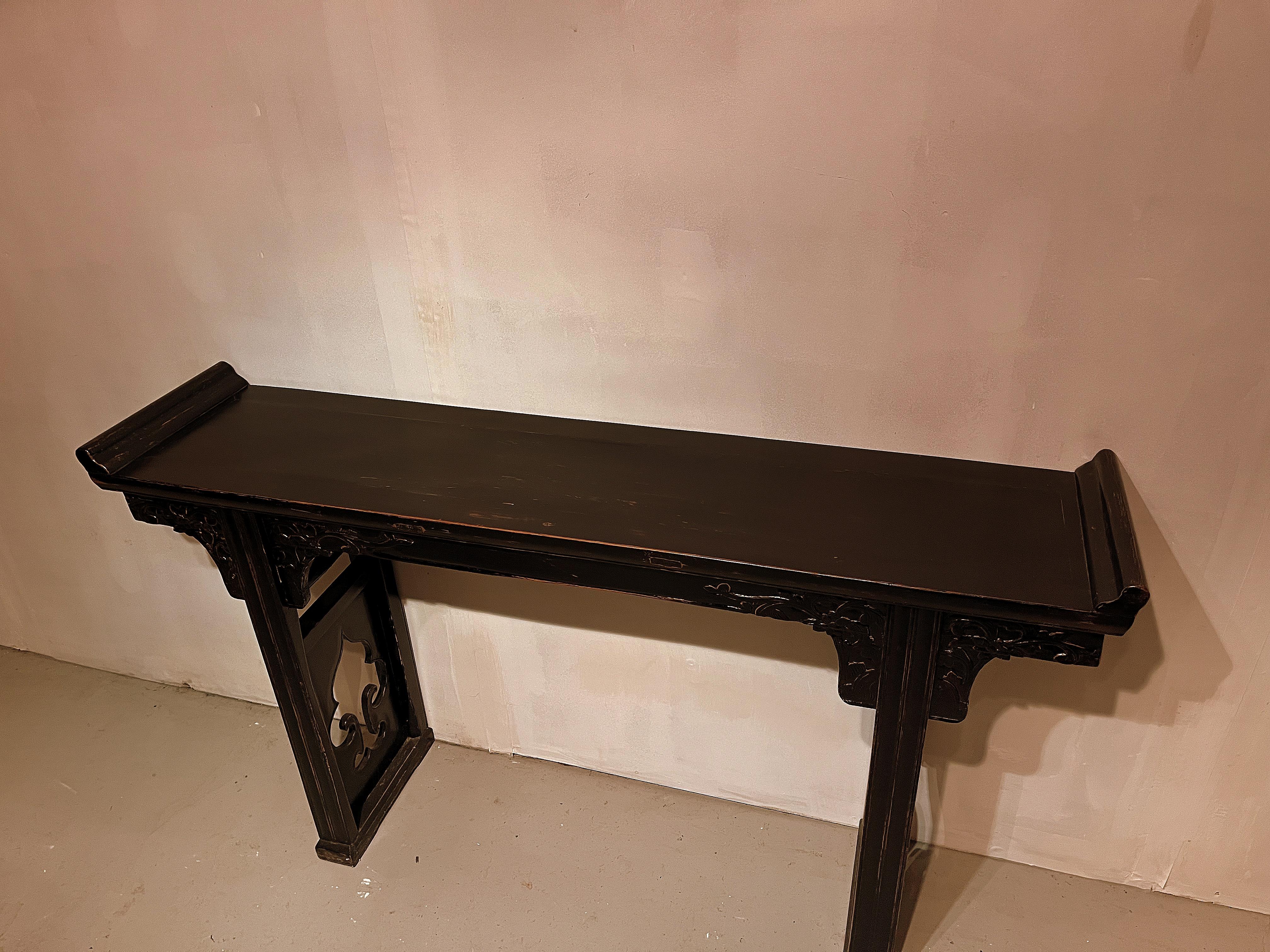 Black Lacquer Altar Table / Console Table For Sale 7