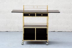 Black Lacquer and Brass Bar Cart