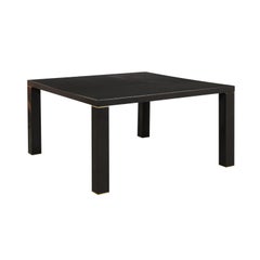 Black Lacquer and Brass Karl Springer-Style Dining Table