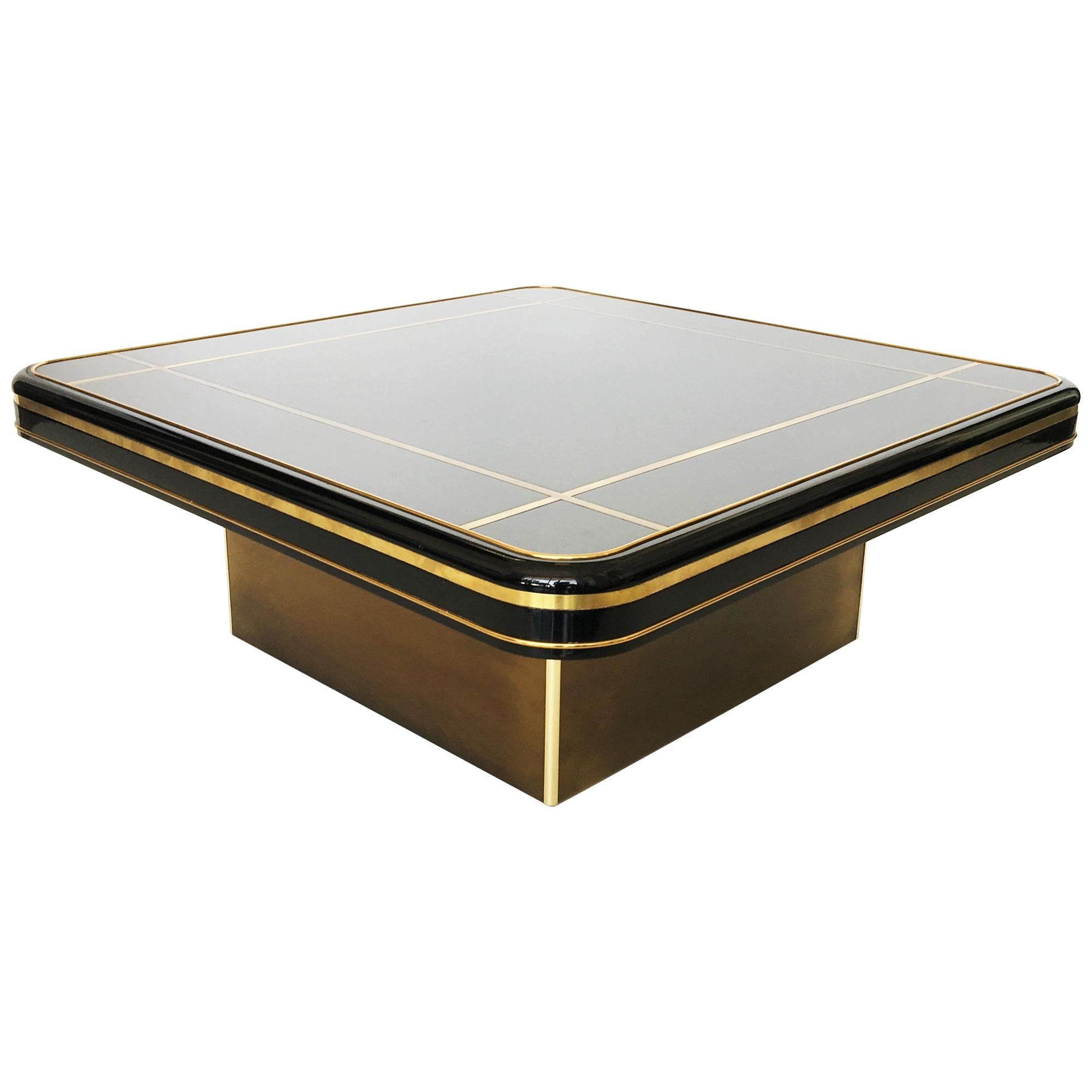 Black Lacquer and Brass Mastercraft Coffee Table