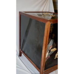 Black Lacquer and Rosewood Cabinet with Soapstone and Bone Inlay
