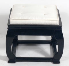 Black Lacquer and Silk Chinoiserie Stools