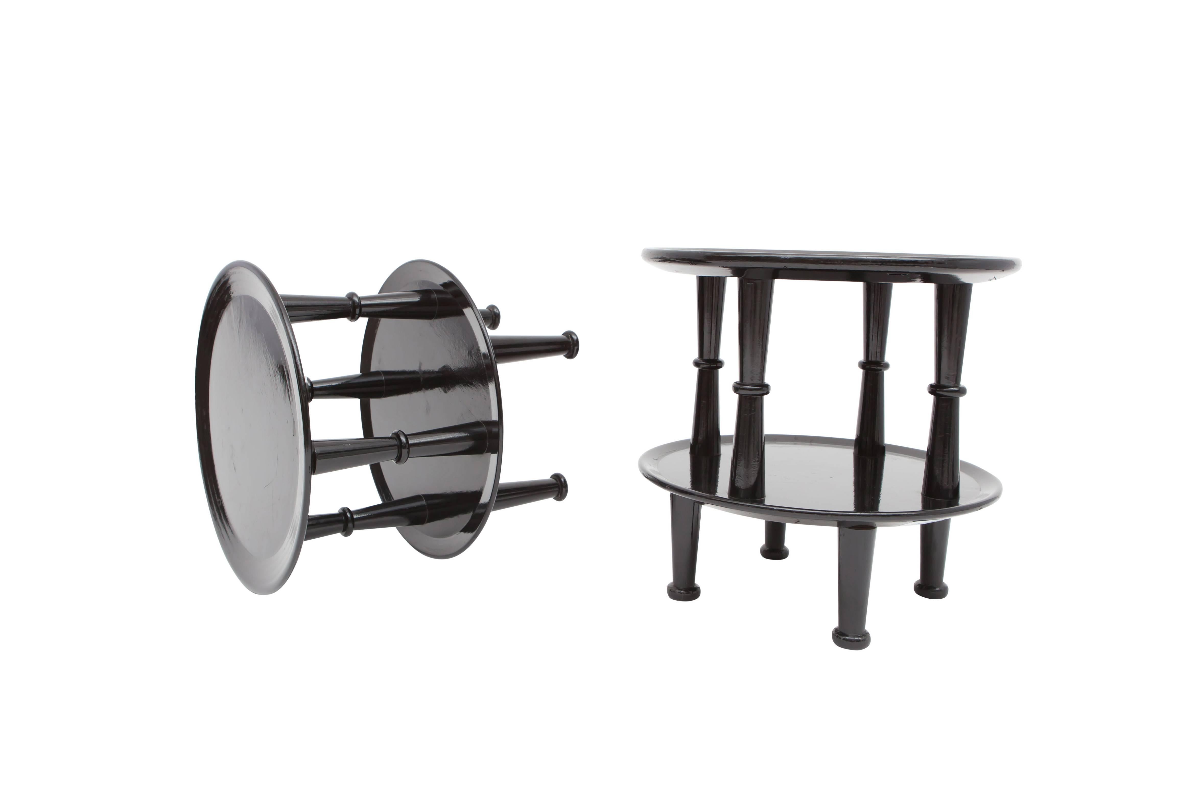 Black Lacquer Art Deco Side Tables For Sale 2