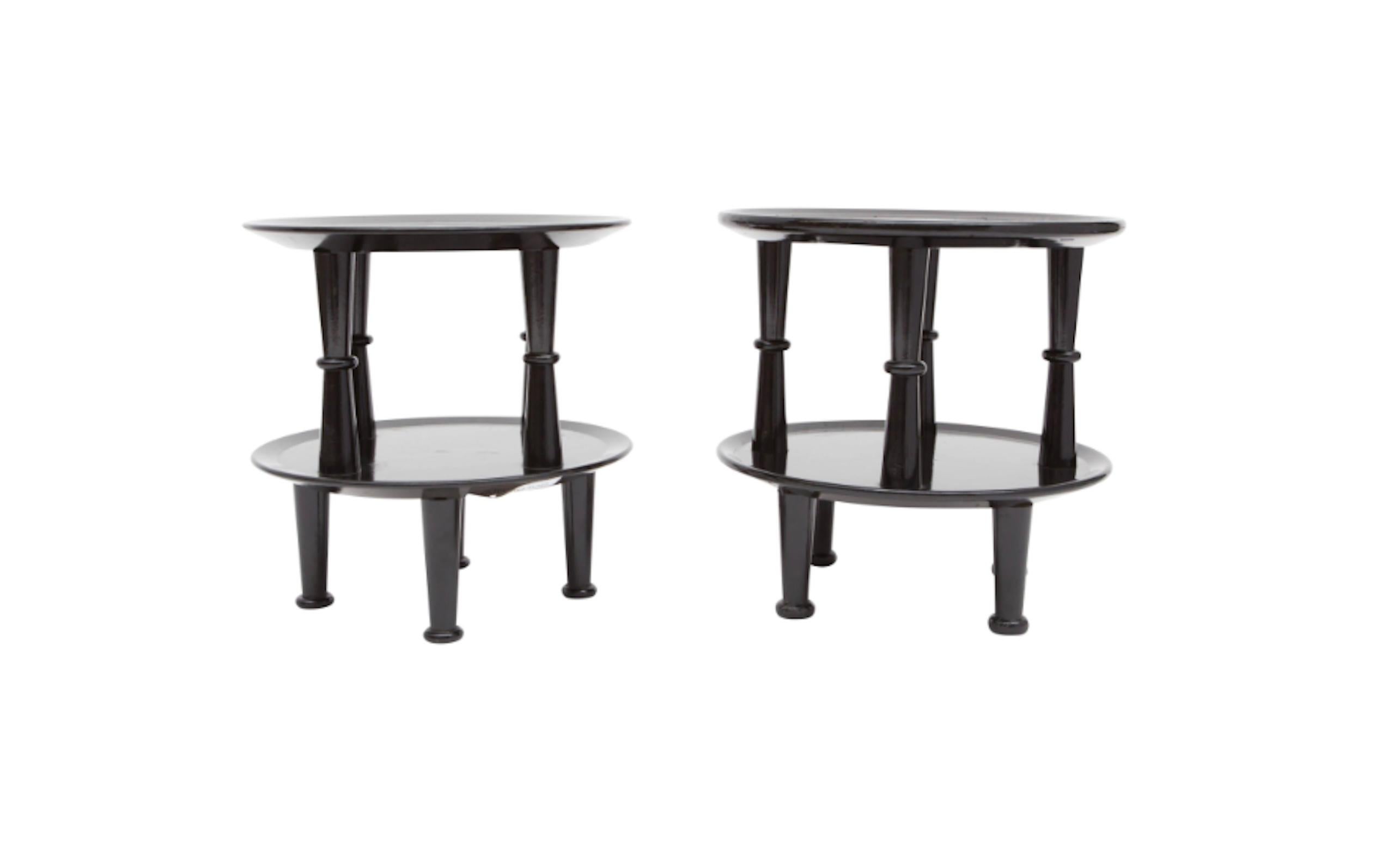 Black Lacquer Art Deco Side Tables 3