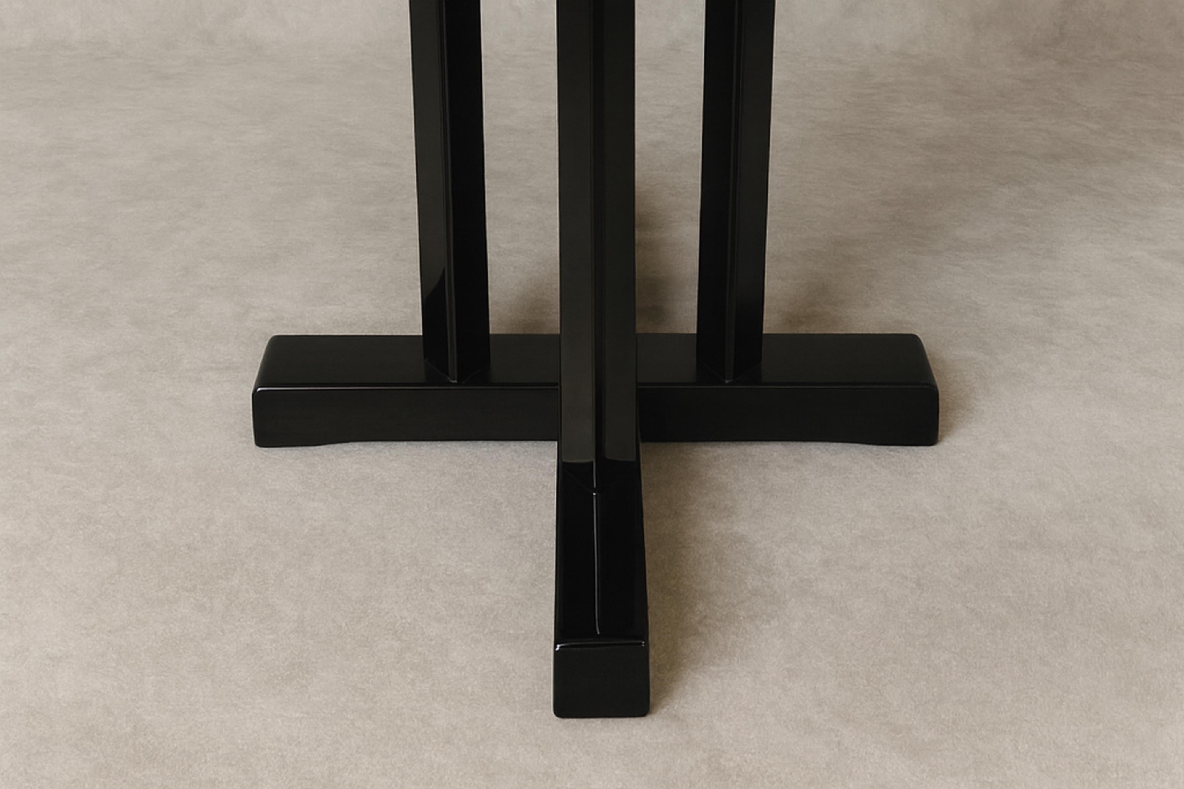 French Pair of Black Lacquer Art Deco Walnut Bistro Coffee Cocktail Table, 20th Century For Sale
