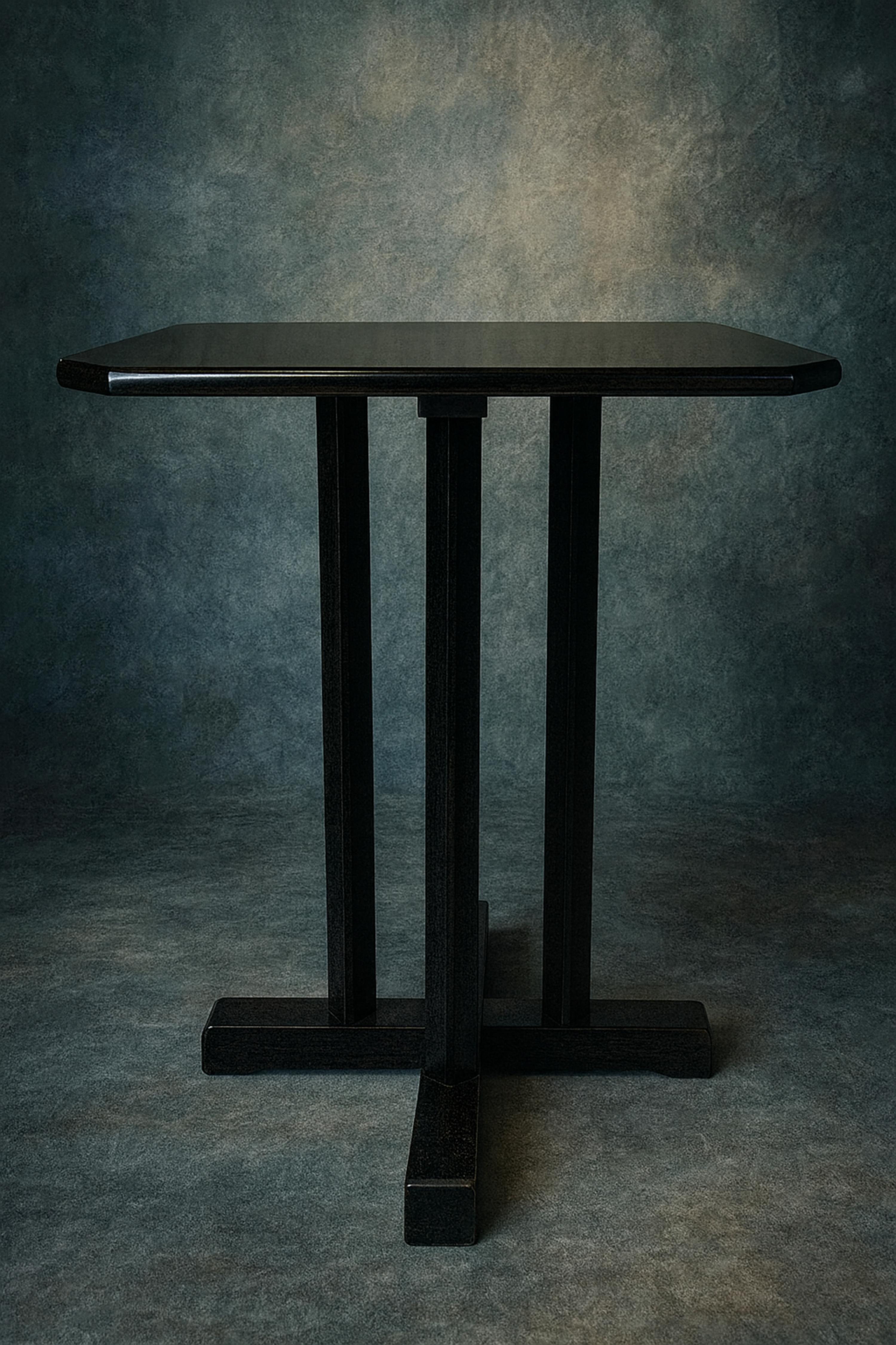 Pair of Black Lacquer Art Deco Walnut Bistro Coffee Cocktail Table, 20th Century In Good Condition For Sale In Lisbon, PT