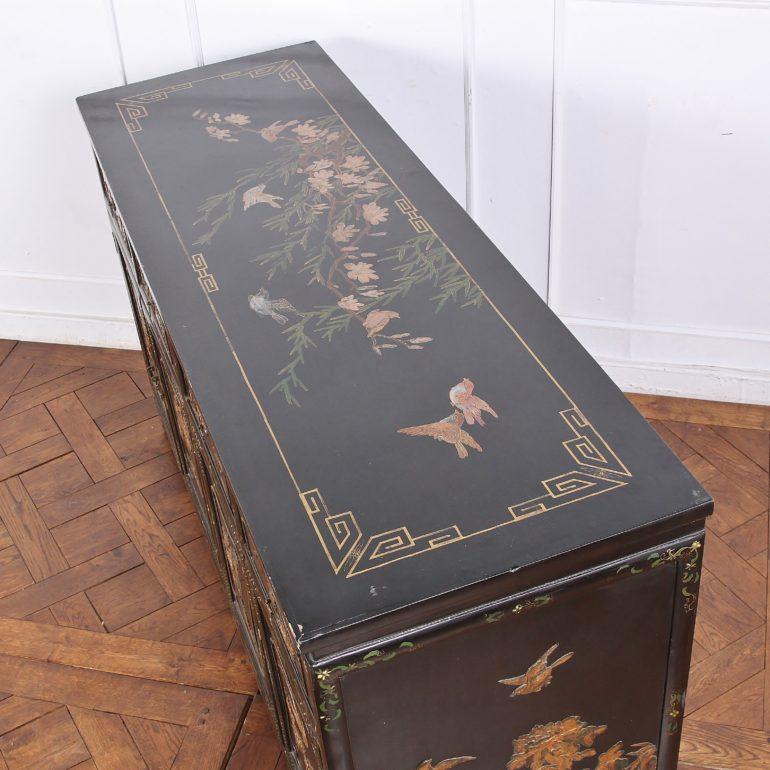 20th Century Black Lacquer Asian Sideboard