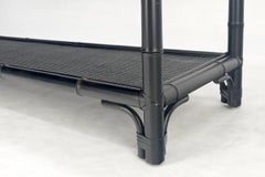 Black Lacquer Bamboo Rattan 60" Long Console Sofa Table Bloomingdale's MINT!