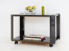 Black Lacquer Bar Cart, 1980s