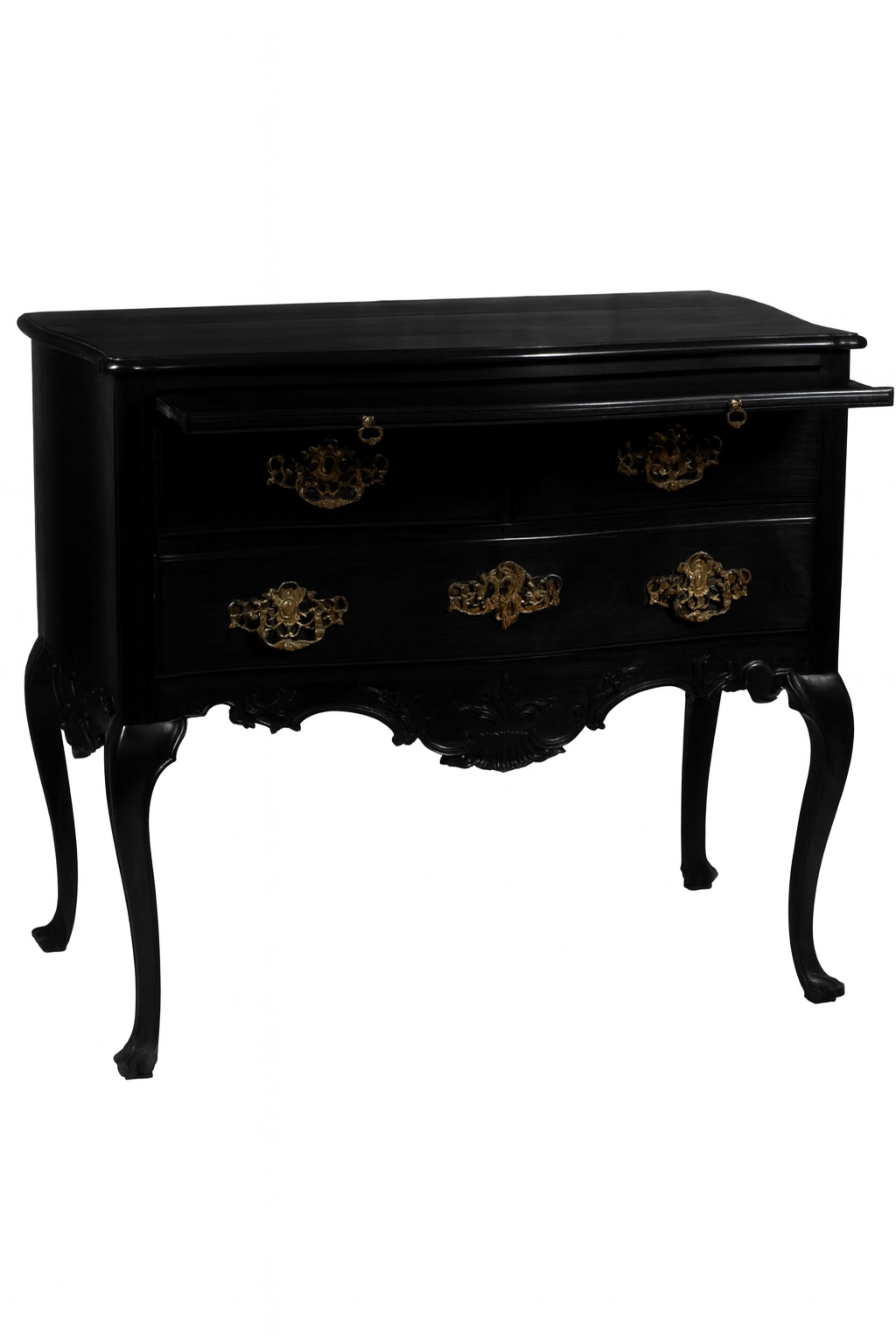 Portugais Black Lacquer Baroque Commode, 18th Century en vente