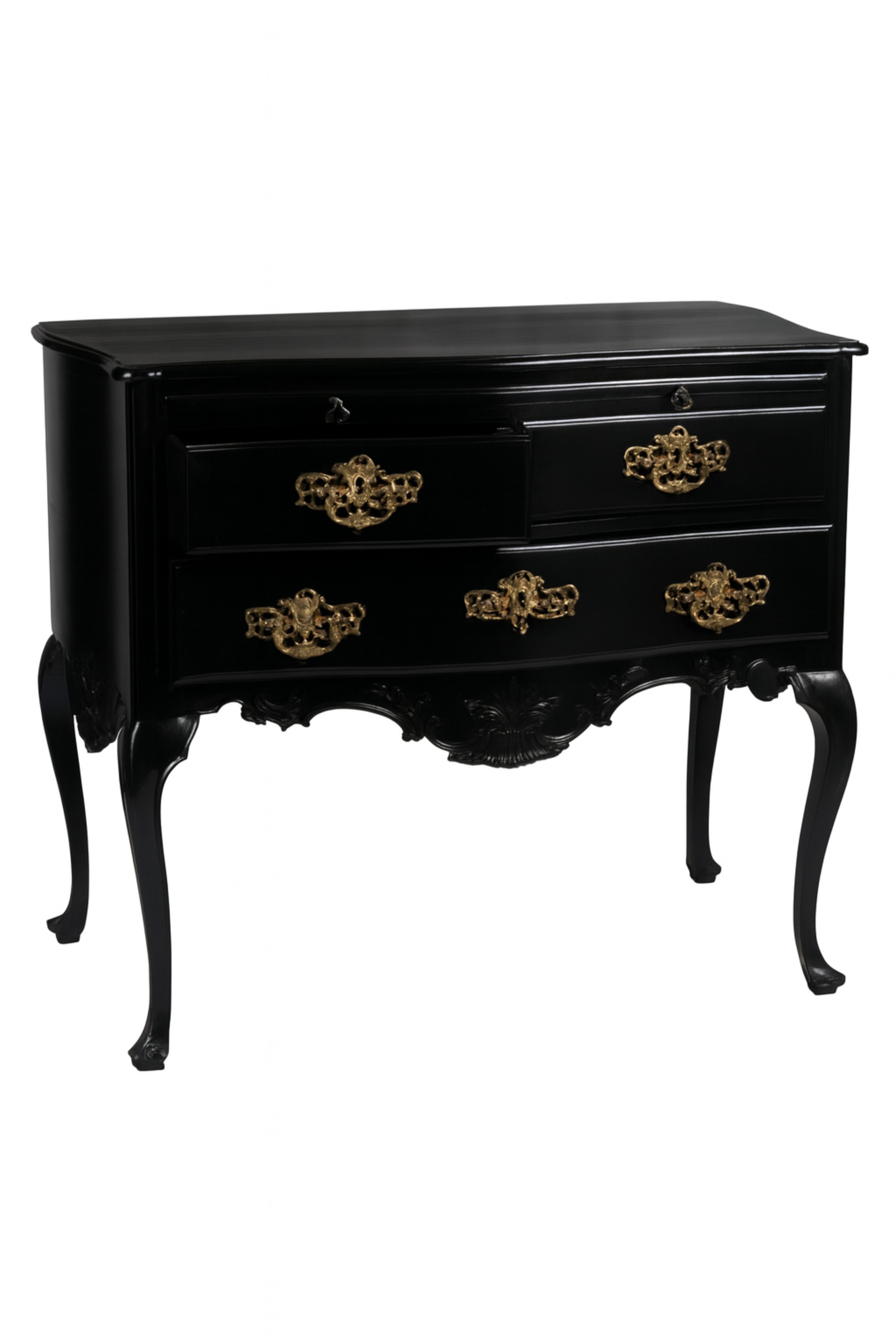 Black Lacquer Baroque Commode, 18th Century Bon état - En vente à Lisbon, PT