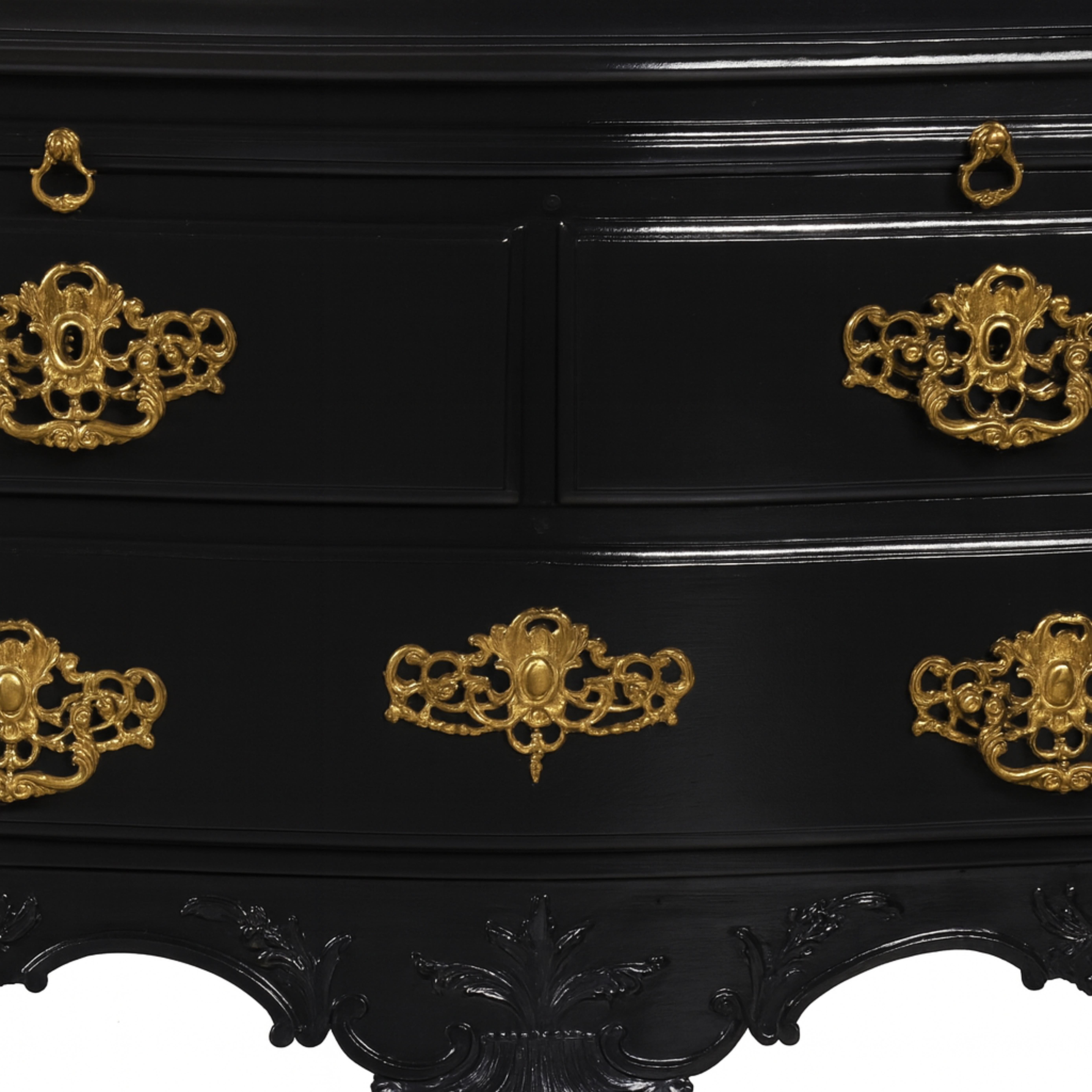 XVIIIe siècle Black Lacquer Baroque Commode, 18th Century en vente