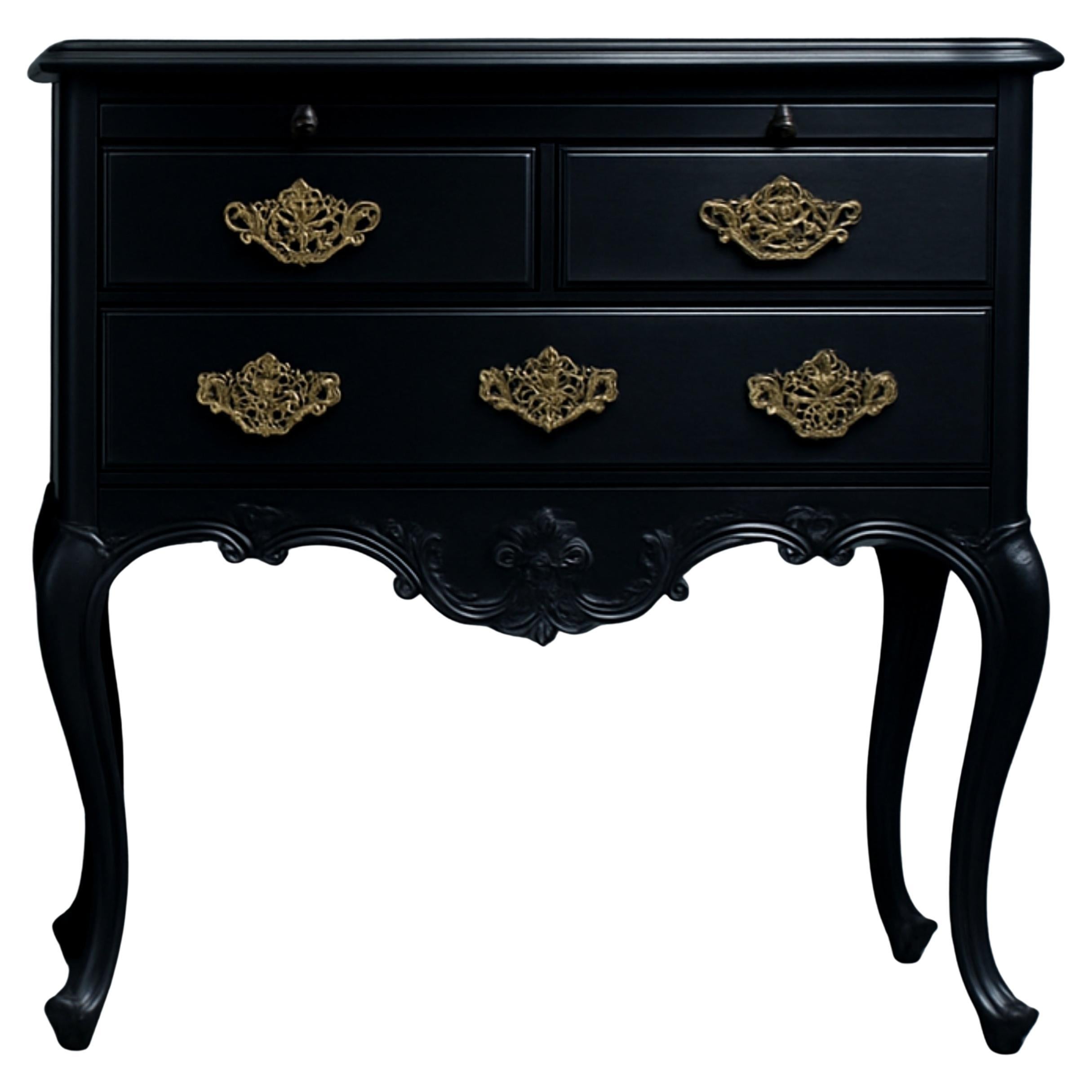 Black Lacquer Baroque Commode, 18th Century