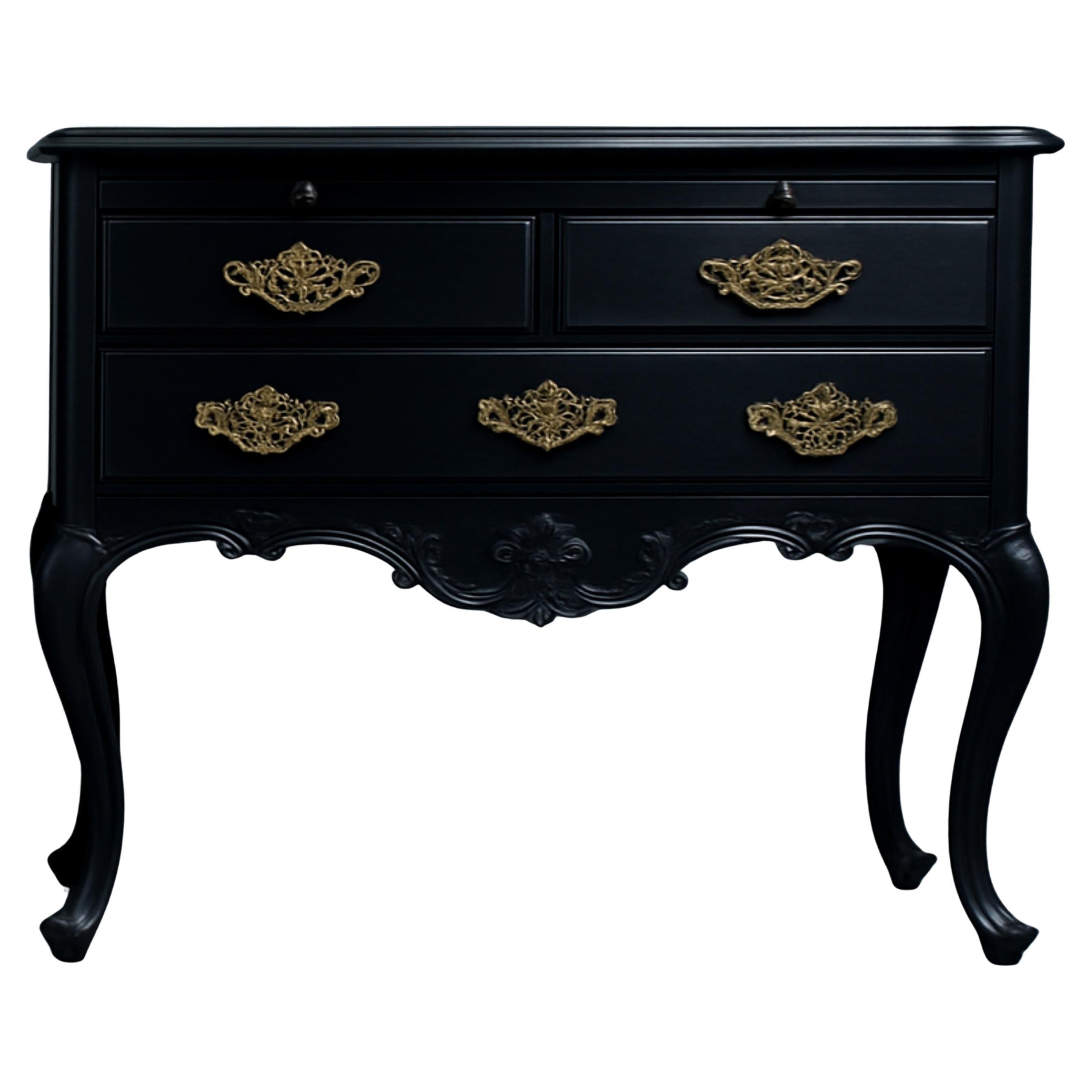 Black Lacquer Baroque Commode, 18th Century For Sale