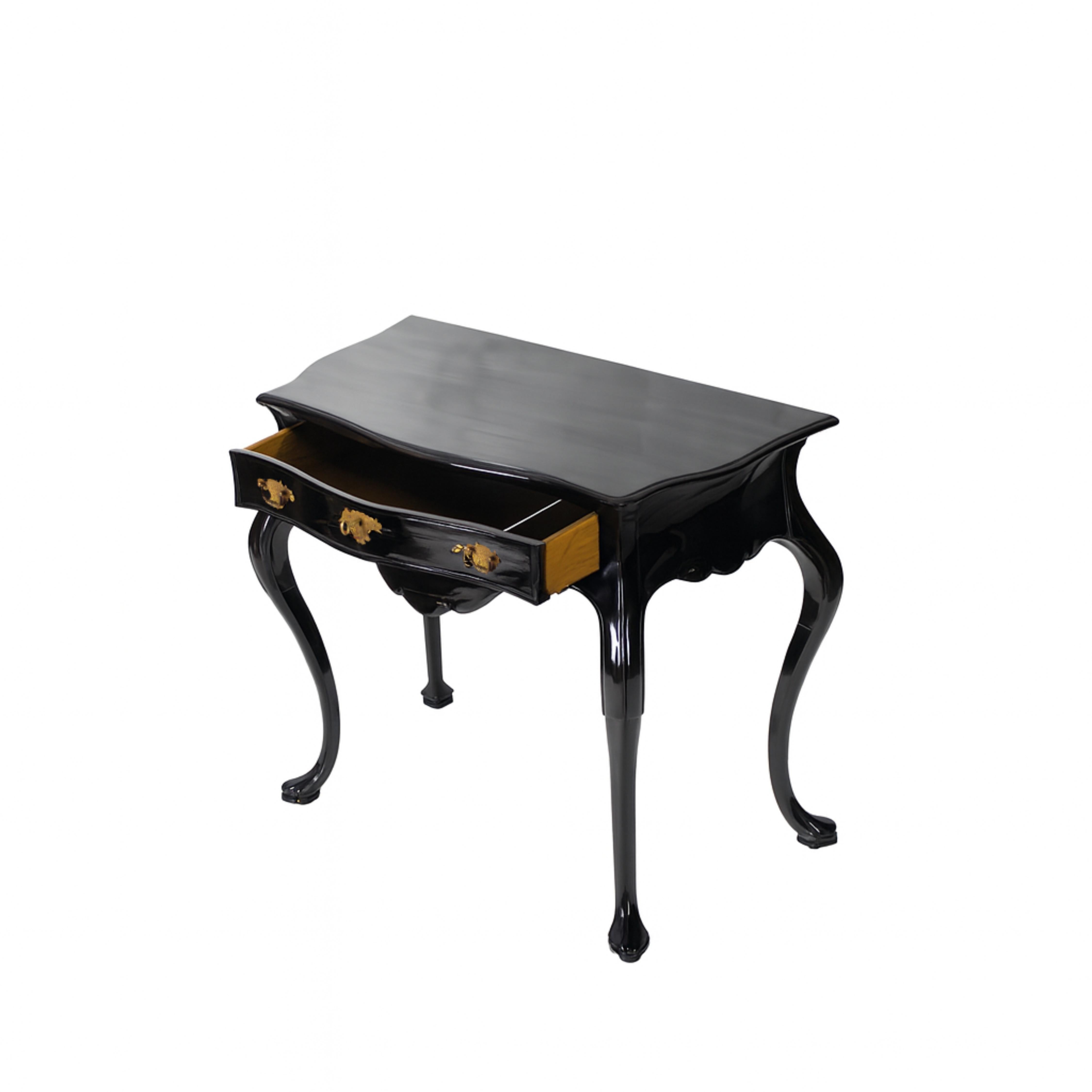Portuguese Black Lacquer Baroque Styled Commode, 19th Century For Sale