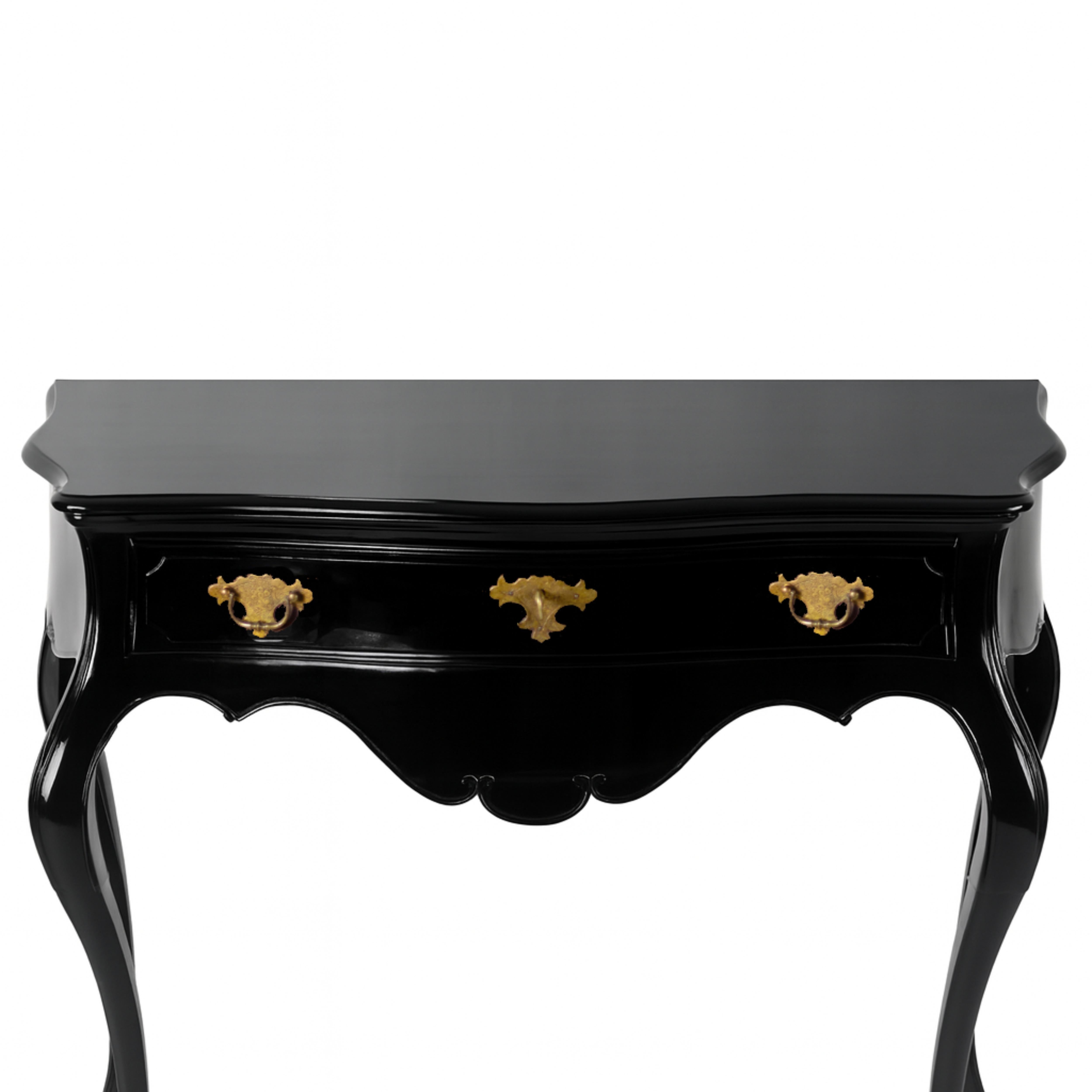 Black Lacquer Baroque Styled Commode, 19th Century In Good Condition For Sale In Lisbon, PT