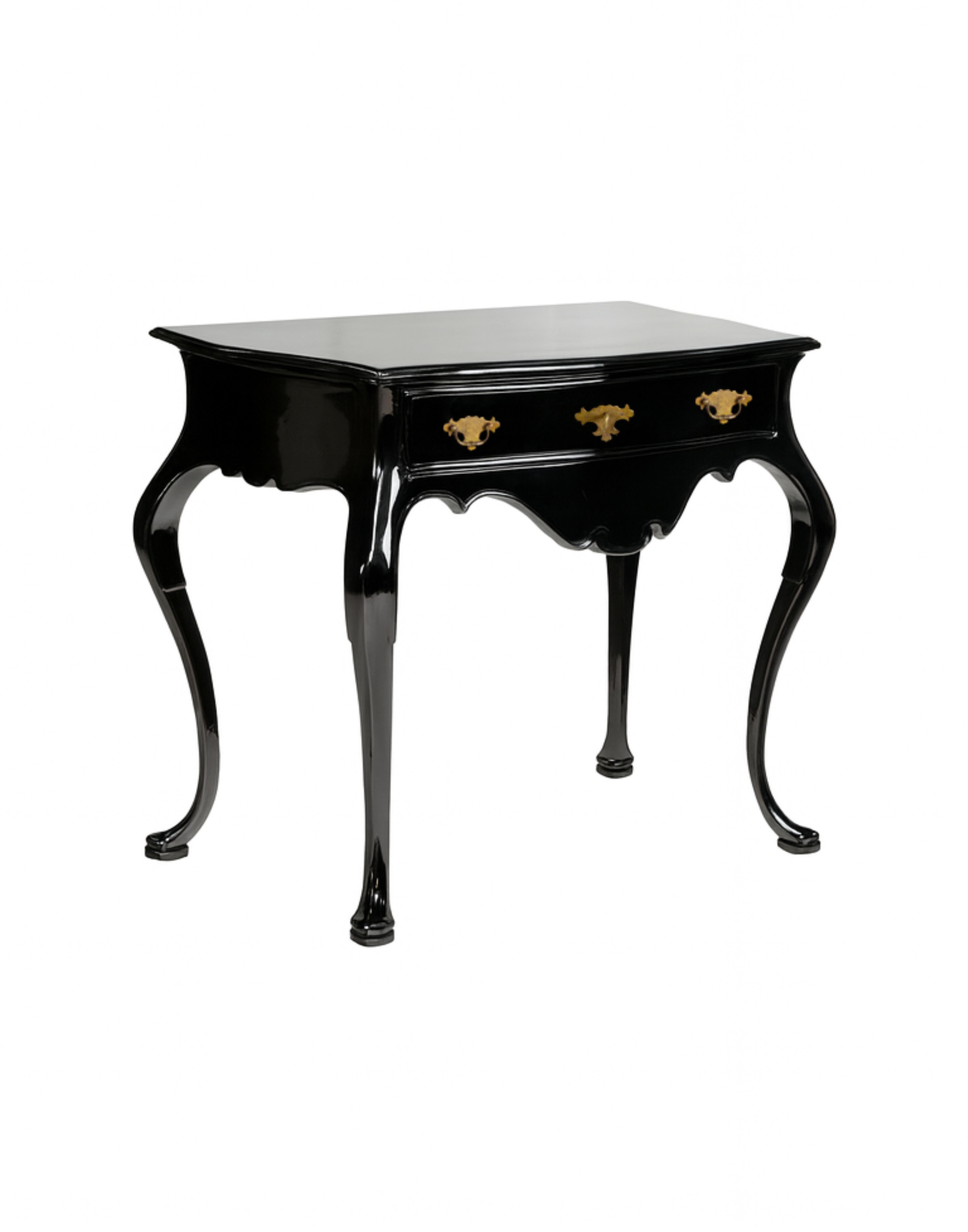 Brass Black Lacquer Baroque Styled Commode, 19th Century For Sale
