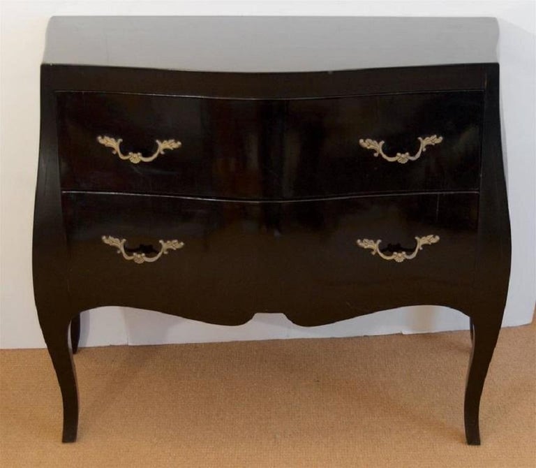 Black Lacquer Bombé Chest For Sale at 1stDibs