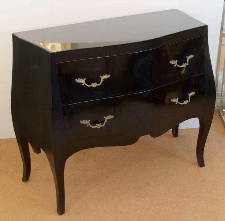 Black Lacquer Bombé Chest For Sale at 1stDibs