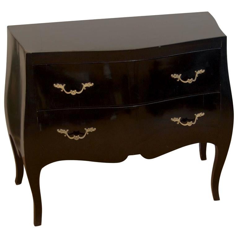Black Lacquer Bombé Chest For Sale at 1stDibs