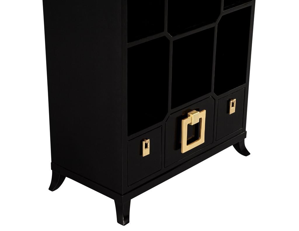 Black Lacquer Bookcase Display Cabinet For Sale 5