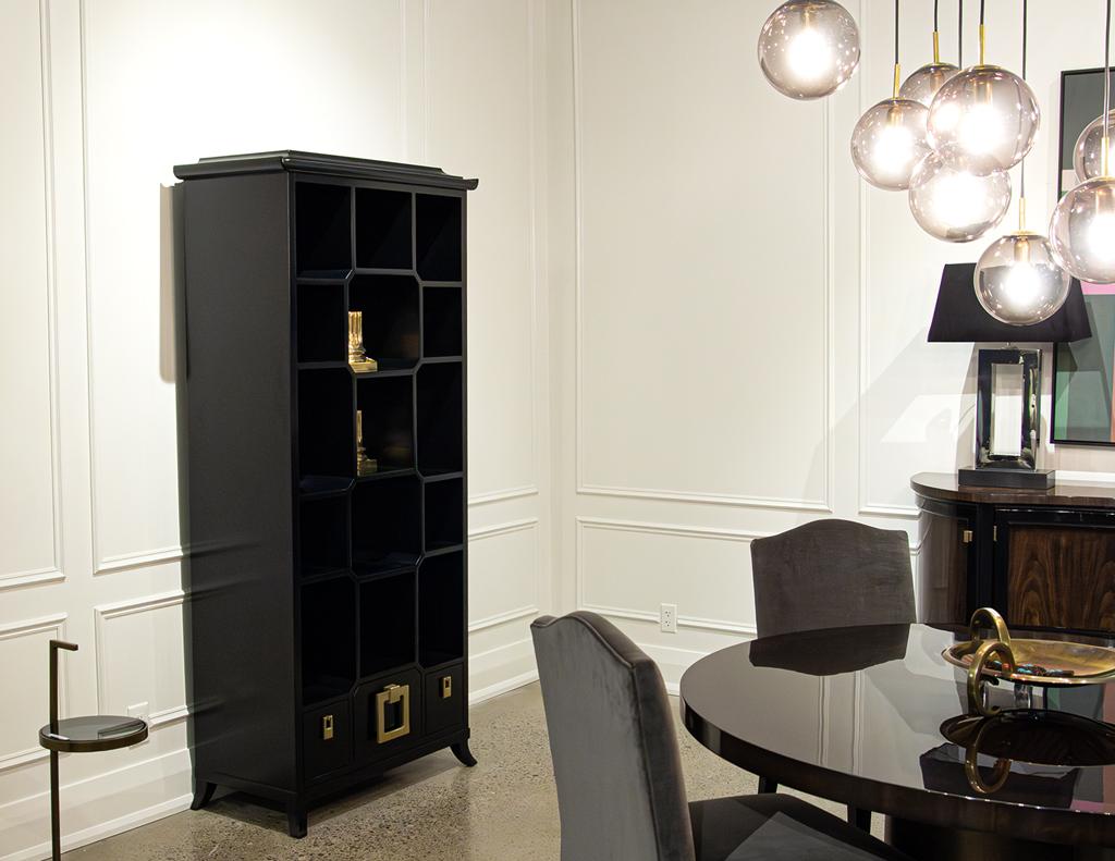 Black Lacquer Bookcase Display Cabinet For Sale 6