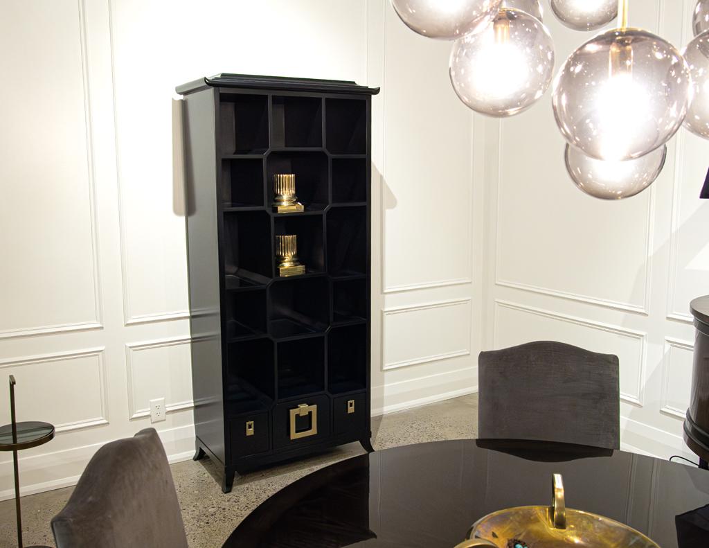 Black Lacquer Bookcase Display Cabinet For Sale 7