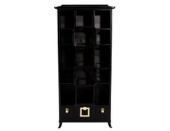 Black Lacquer Bookcase Display Cabinet