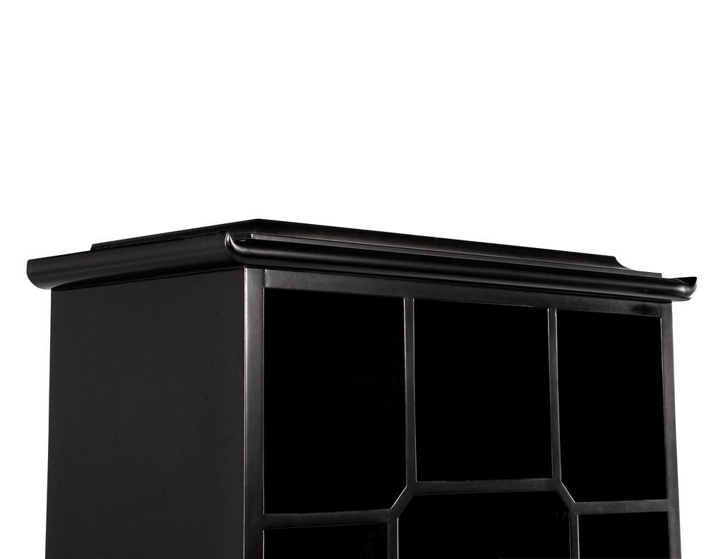 American Black Lacquer Bookcase Display Cabinet For Sale
