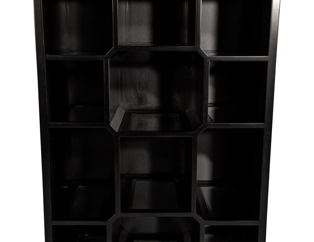 Black Lacquer Bookcase Display Cabinet In Excellent Condition For Sale In North York, ON
