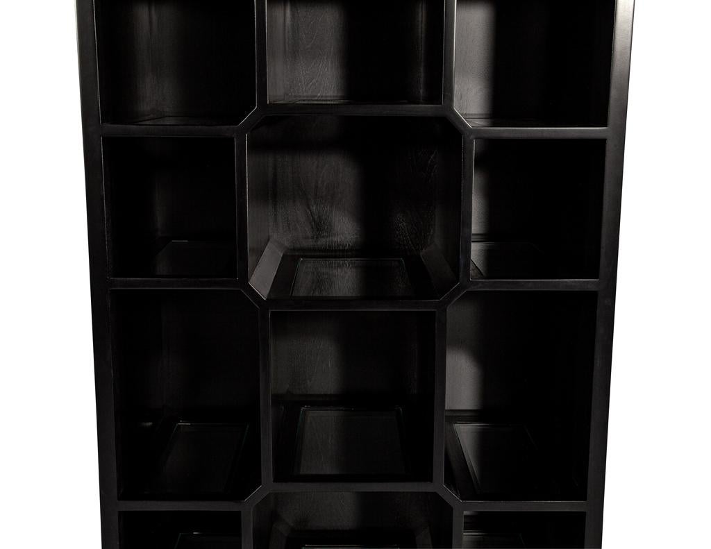 Black Lacquer Bookcase Display Cabinet In Good Condition For Sale In North York, ON