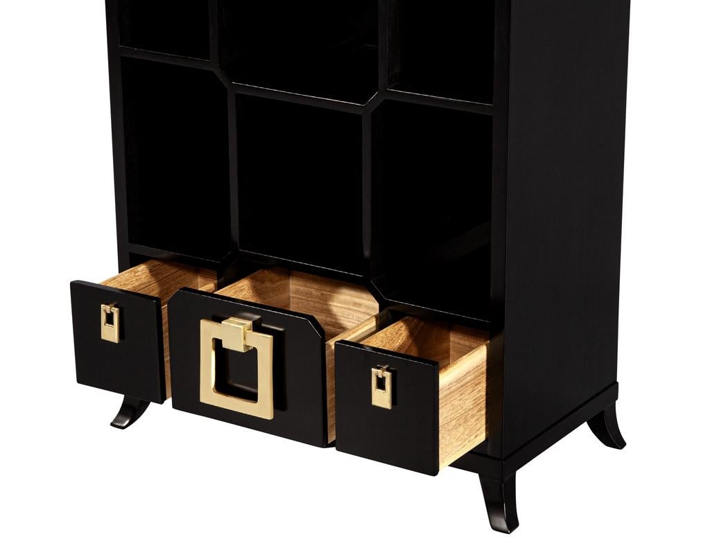 Black Lacquer Bookcase Display Cabinet For Sale 1