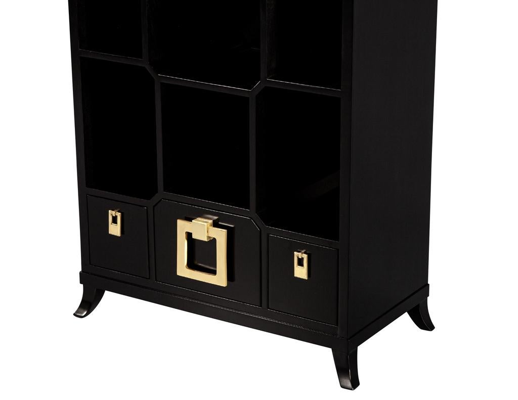 Black Lacquer Bookcase Display Cabinet For Sale 2