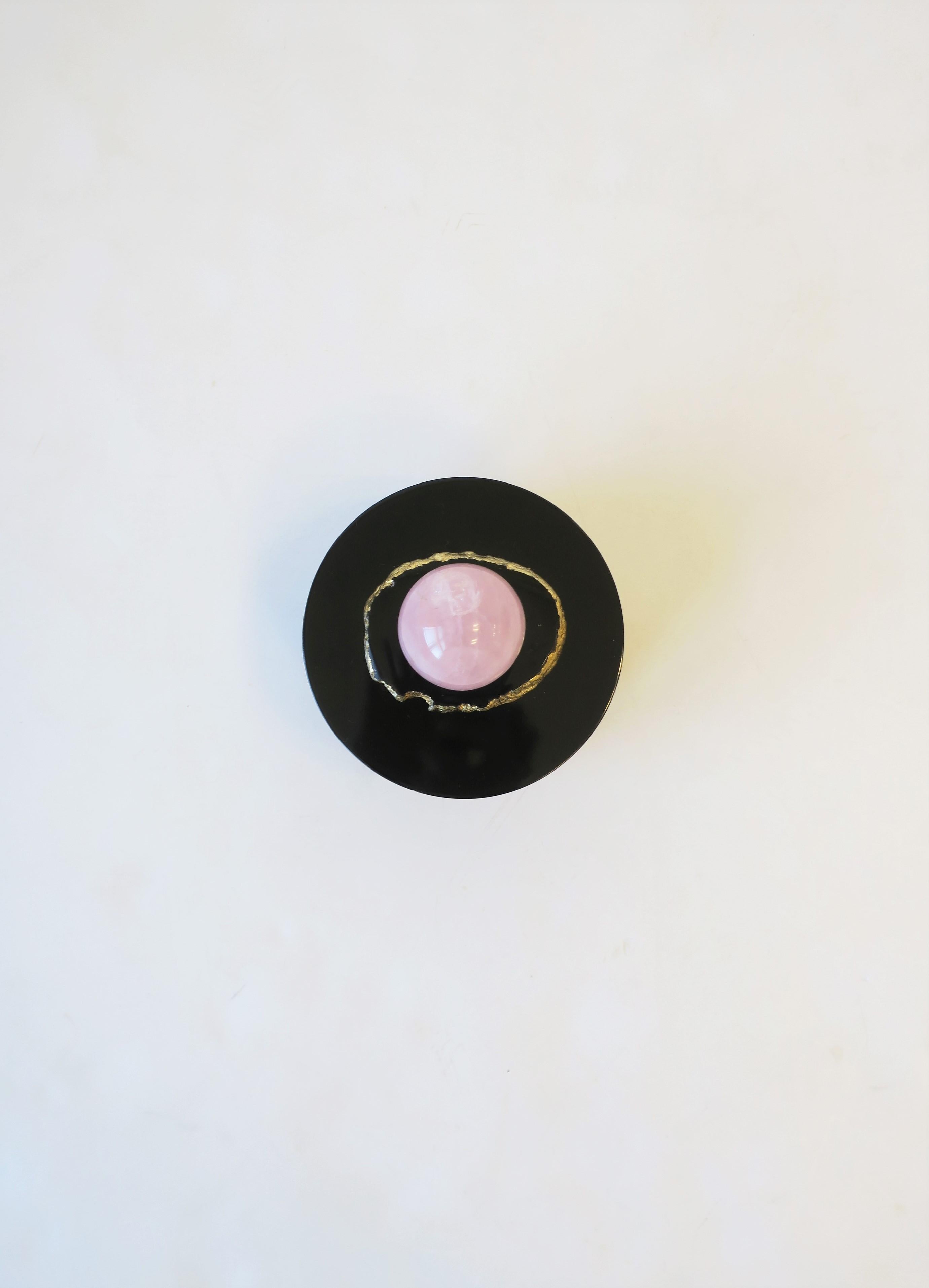 Black Lacquer Box with Rose Quartz 1