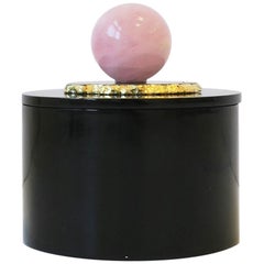 Black Lacquer Box with Rose Quartz
