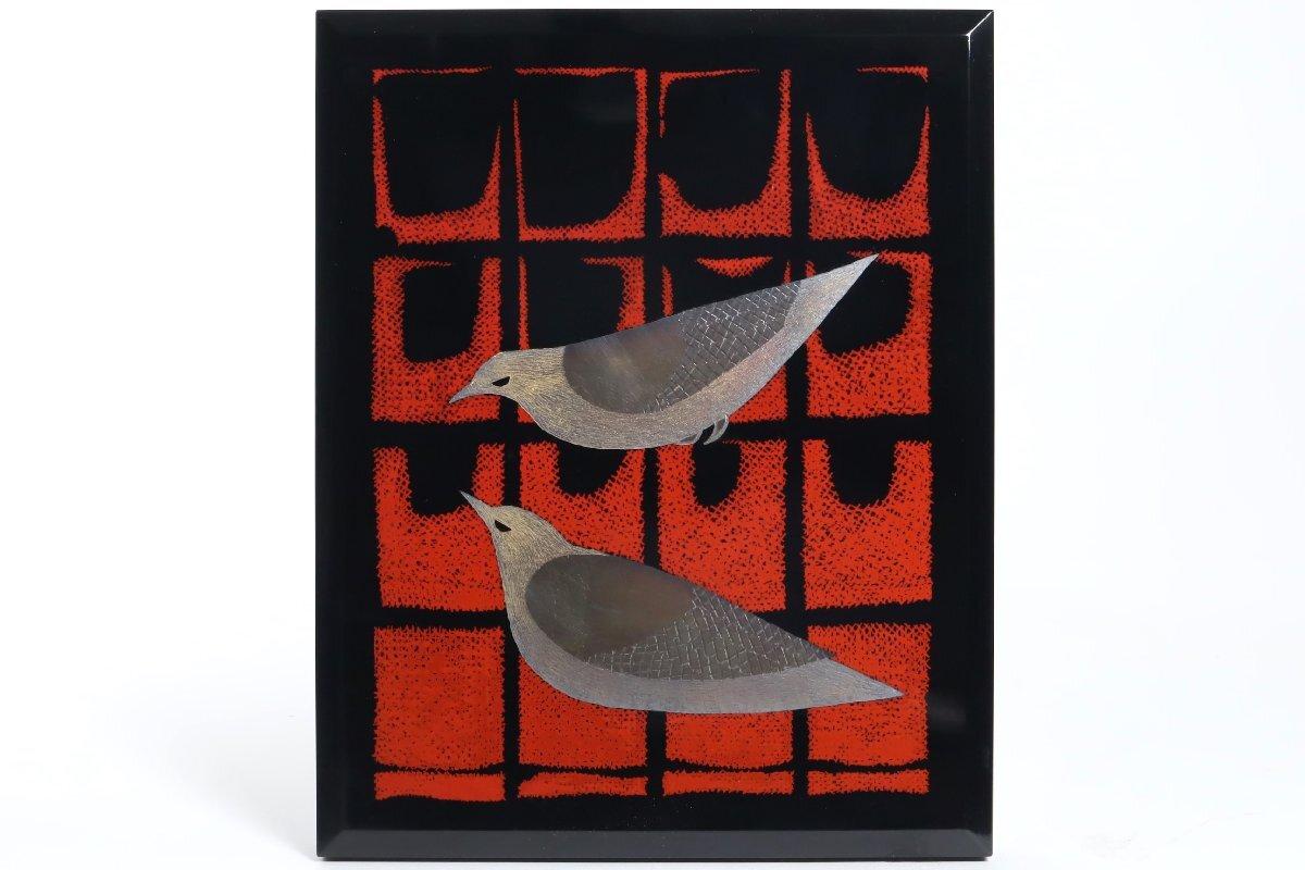 Black Lacquer Box with Silver Birds by Hiroshi Mimura (1921–1975), Japan, Showa For Sale 12